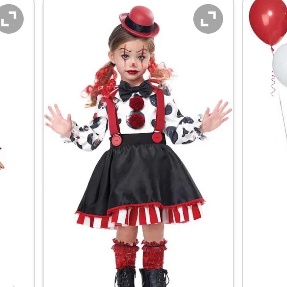 Little girls scary clown costume sz 6
